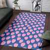 Blue Strawberry Pattern Print Floor Mat-grizzshop