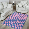 Blue Strawberry Pattern Print Floor Mat-grizzshop