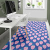 Blue Strawberry Pattern Print Floor Mat-grizzshop