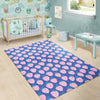 Blue Strawberry Pattern Print Floor Mat-grizzshop