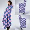 Blue Strawberry Pattern Print Hooded Blanket-grizzshop