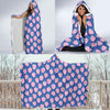 Blue Strawberry Pattern Print Hooded Blanket-grizzshop