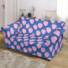 Blue Strawberry Pattern Print Loveseat Cover-grizzshop