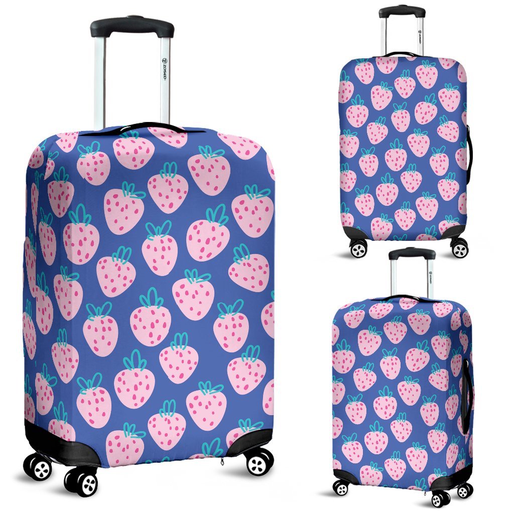 Blue Strawberry Pattern Print Luggage Cover Protector-grizzshop