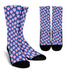 Blue Strawberry Pattern Print Unisex Crew Socks-grizzshop