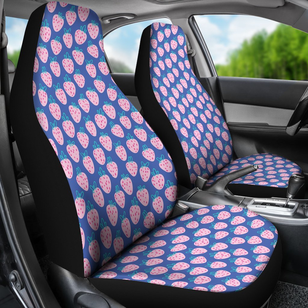 Blue Strawberry Pattern Print Universal Fit Car Seat Cover-grizzshop