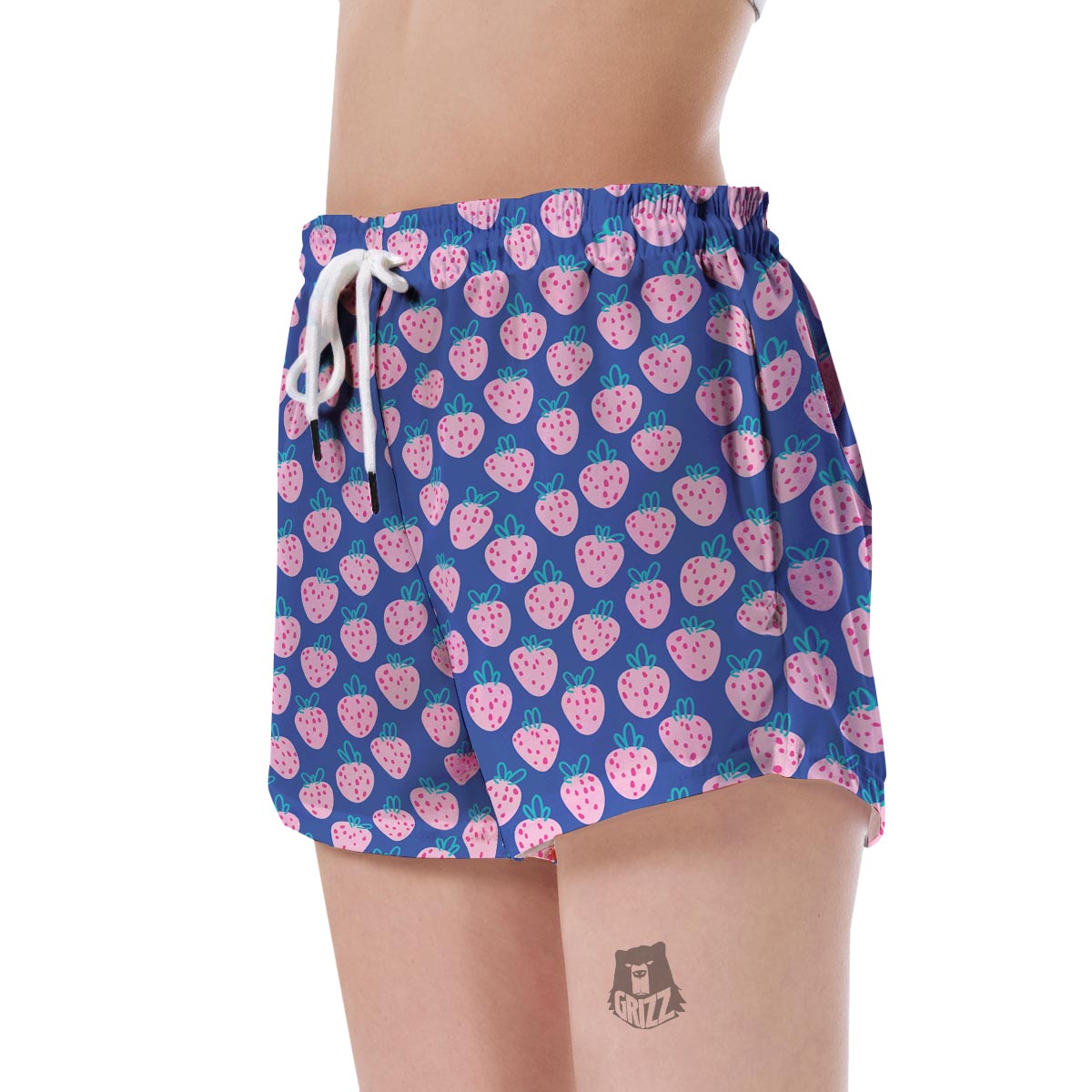 Blue Strawberry Pattern Print Women's Shorts-grizzshop