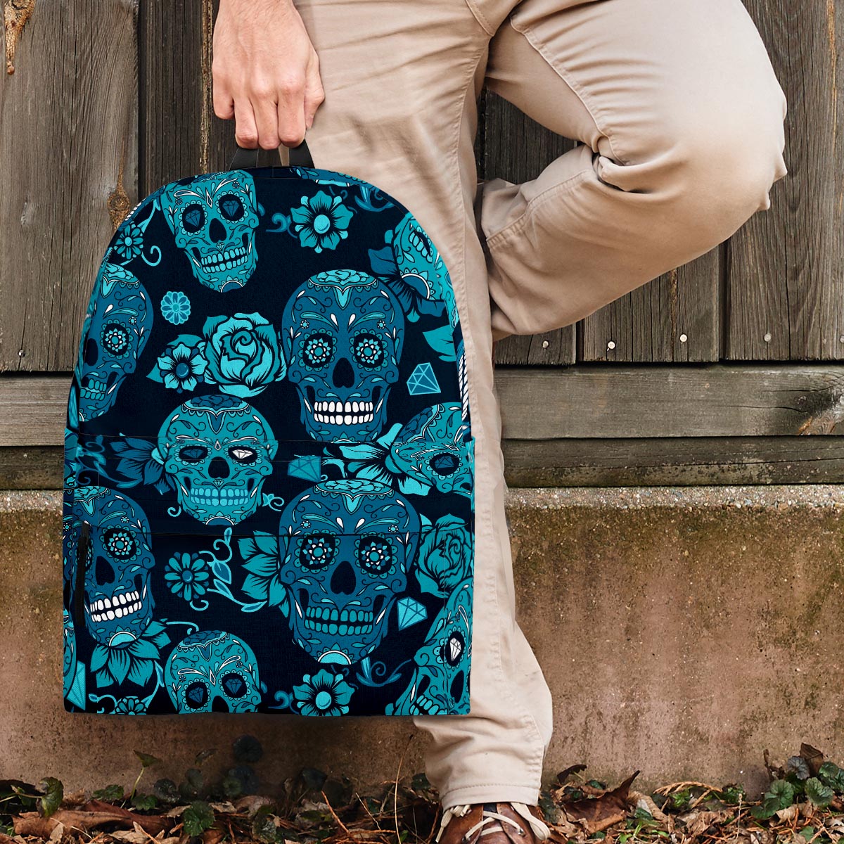 Blue Sugar Skull Backpack-grizzshop