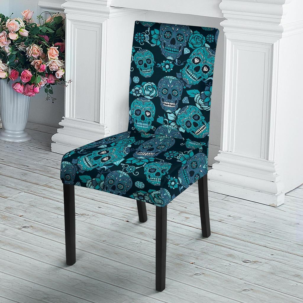 Blue Sugar Skull Chair Cover-grizzshop