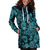 Blue Sugar Skull Hoodie Dress-grizzshop