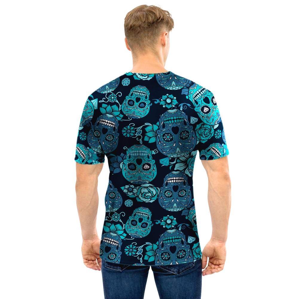 Blue Sugar Skull Men T Shirt-grizzshop