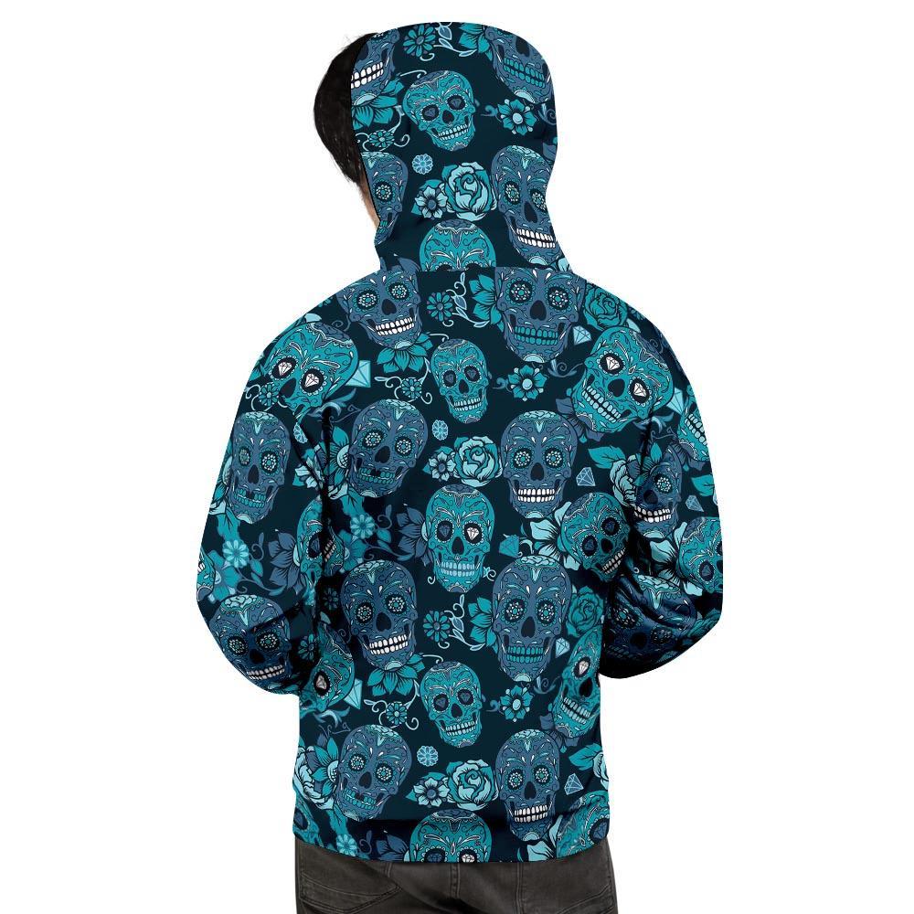 Blue Sugar Skull Men's Hoodie-grizzshop