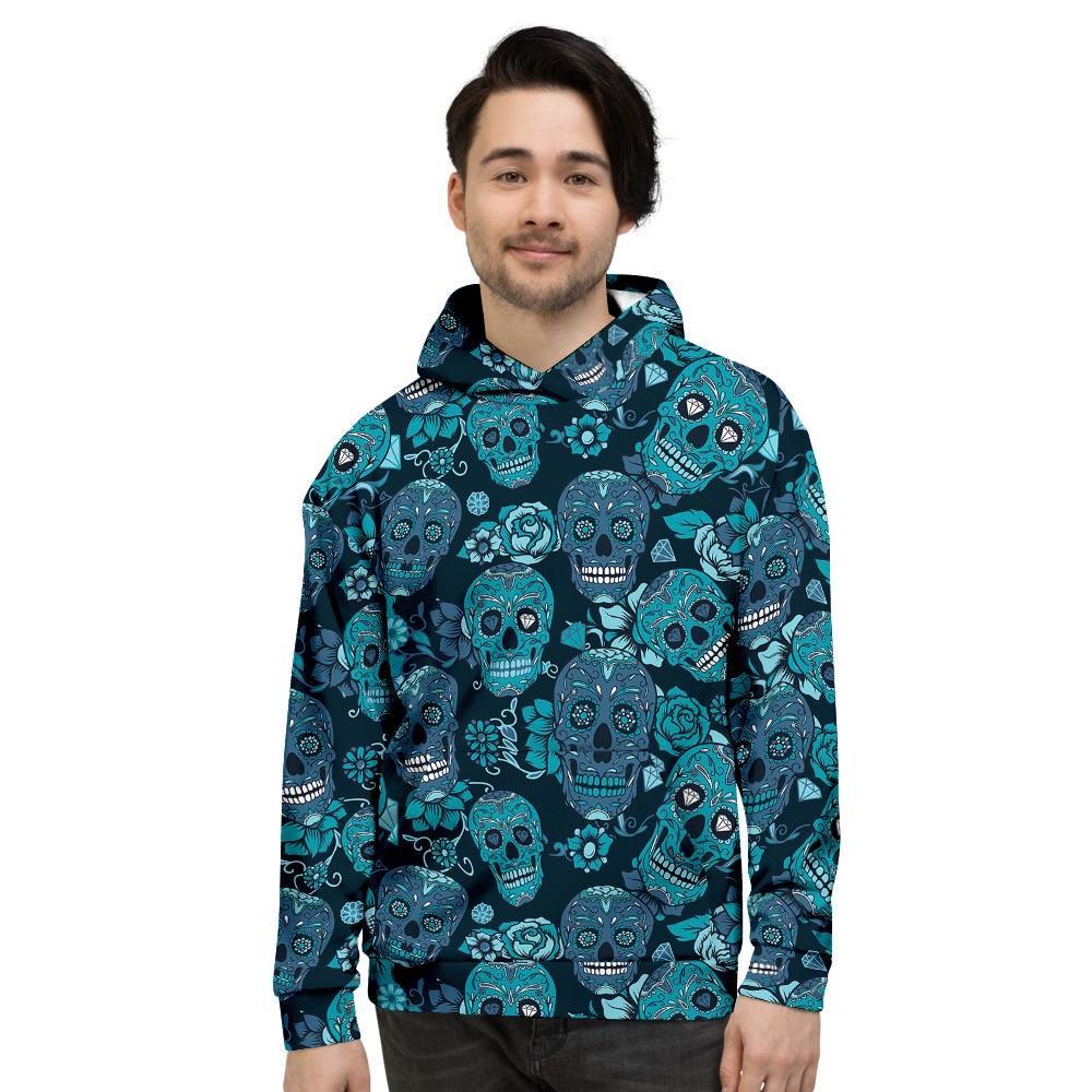 Blue Sugar Skull Men's Hoodie-grizzshop