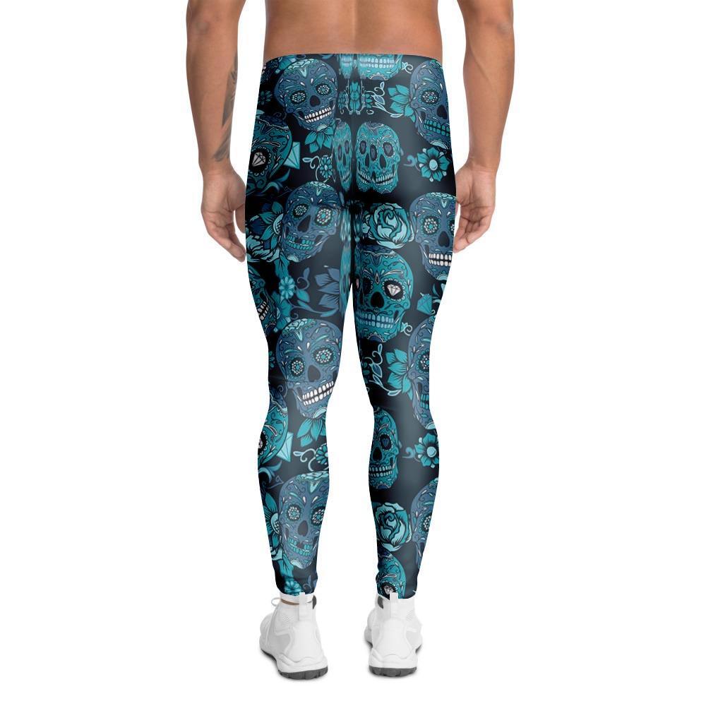 Blue Sugar Skull Men's Leggings-grizzshop