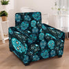 Blue Sugar Skull Print Armchair Cover-grizzshop