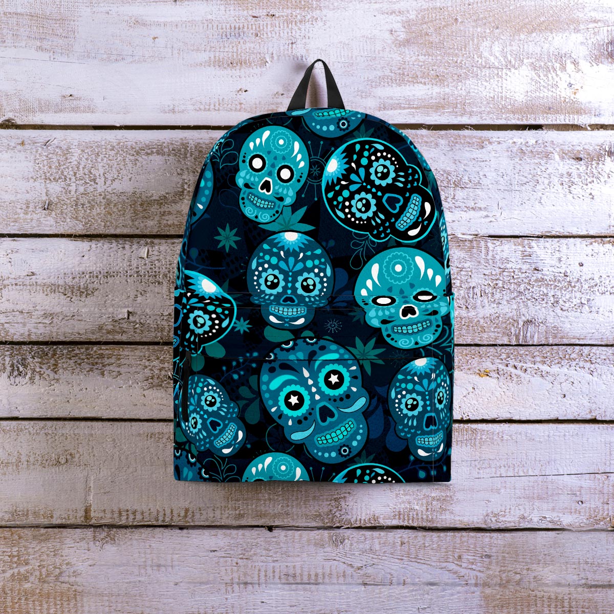 Blue Sugar Skull Print Backpack-grizzshop