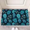 Blue Sugar Skull Print Door Mat-grizzshop