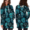 Blue Sugar Skull Print Hoodie Dress-grizzshop