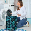 Blue Sugar Skull Print Laundry Basket-grizzshop