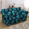 Blue Sugar Skull Print Loveseat Cover-grizzshop