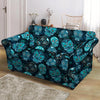 Blue Sugar Skull Print Loveseat Cover-grizzshop