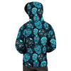 Blue Sugar Skull Print Men's Hoodie-grizzshop