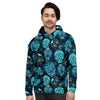 Blue Sugar Skull Print Men's Hoodie-grizzshop