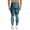 Blue Sugar Skull Print Men's Leggings-grizzshop