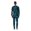 Blue Sugar Skull Print Men's Pajamas-grizzshop