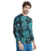 Blue Sugar Skull Print Men's Sweatshirt-grizzshop