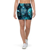 Blue Sugar Skull Print Mini Skirt-grizzshop