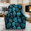 Blue Sugar Skull Print Recliner Cover-grizzshop