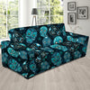 Blue Sugar Skull Print Sofa Cover-grizzshop