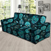 Blue Sugar Skull Print Sofa Cover-grizzshop