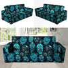 Blue Sugar Skull Print Sofa Cover-grizzshop