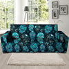 Blue Sugar Skull Print Sofa Cover-grizzshop