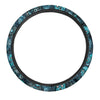 Blue Sugar Skull Print Steering Wheel Cover-grizzshop