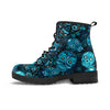 Blue Sugar Skull Print Women's Boots-grizzshop