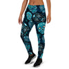 Blue Sugar Skull Print Women's Joggers-grizzshop