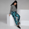 Blue Sugar Skull Print Women's Joggers-grizzshop