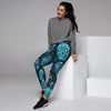 Blue Sugar Skull Print Women's Joggers-grizzshop