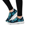 Blue Sugar Skull Print Women's Sneakers-grizzshop