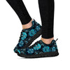 Blue Sugar Skull Print Women's Sneakers-grizzshop