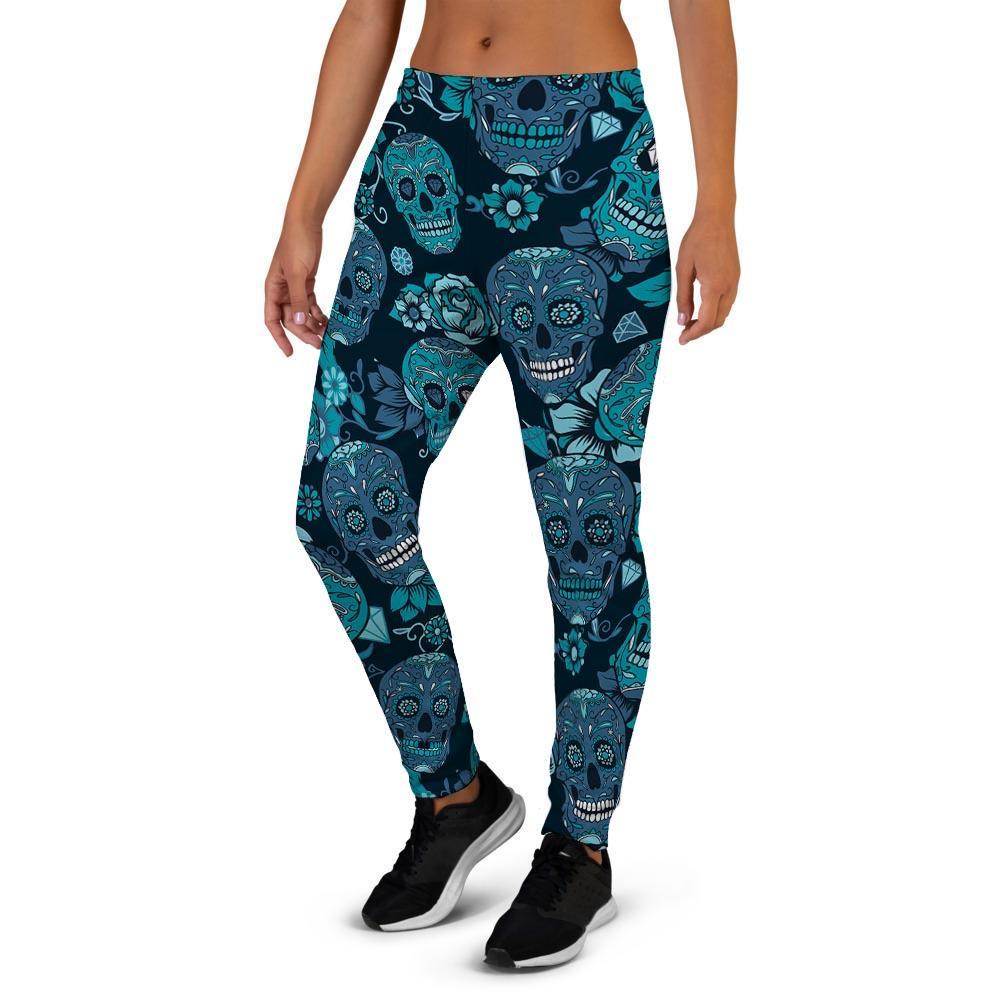 Blue Sugar Skull Women's Joggers-grizzshop