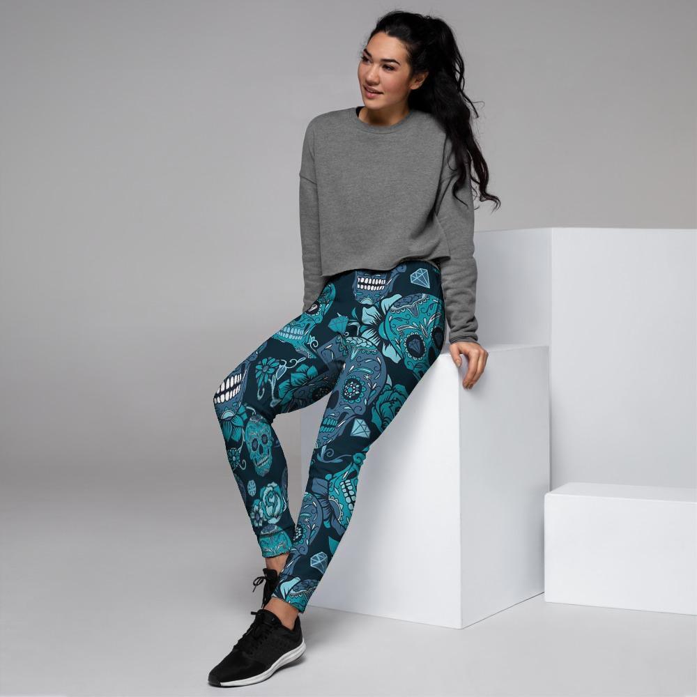 Blue Sugar Skull Women's Joggers-grizzshop