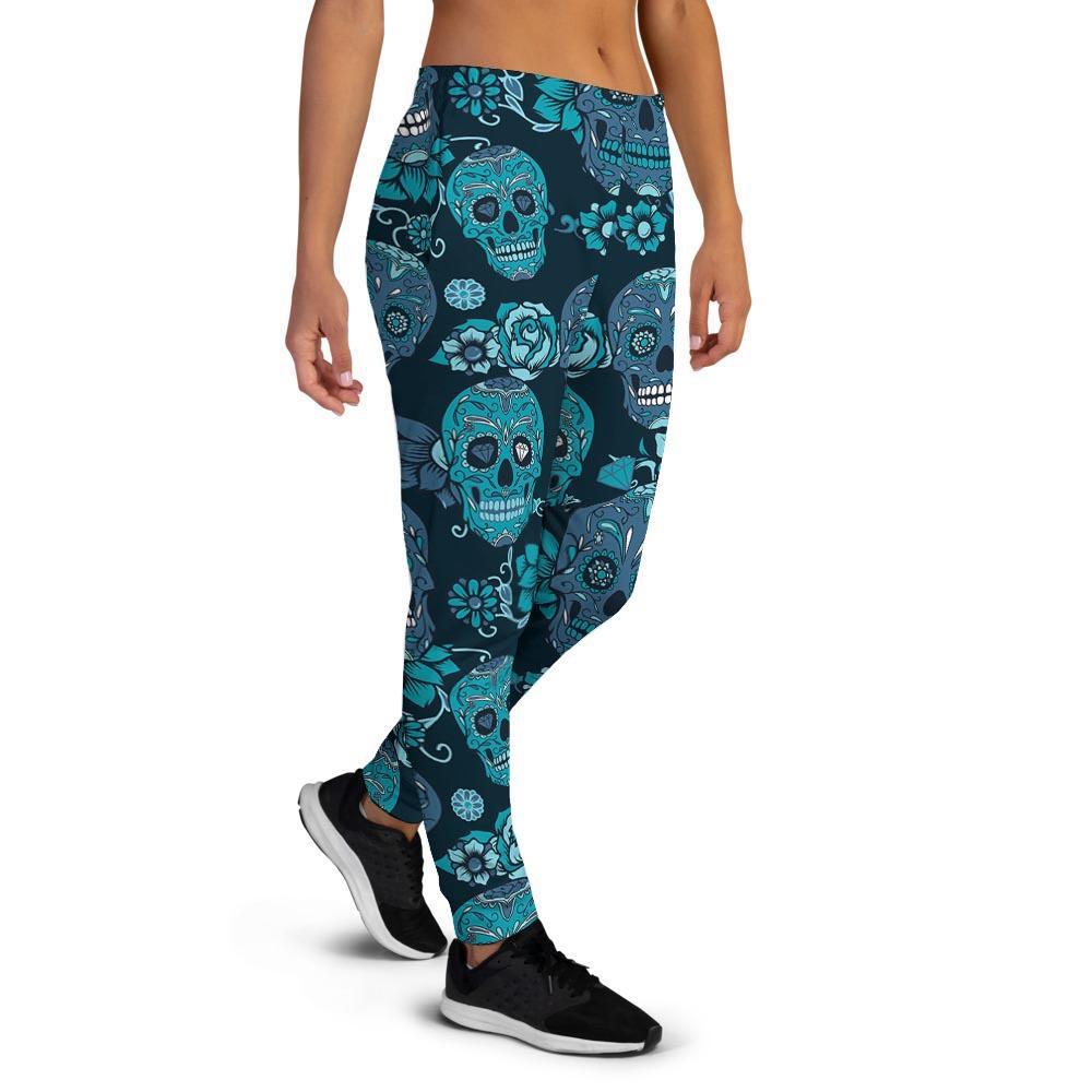 Blue Sugar Skull Women's Joggers-grizzshop