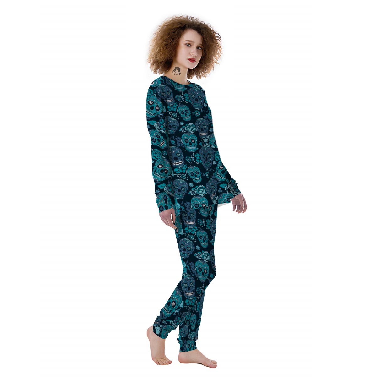 Blue Sugar Skull Women's Pajamas-grizzshop