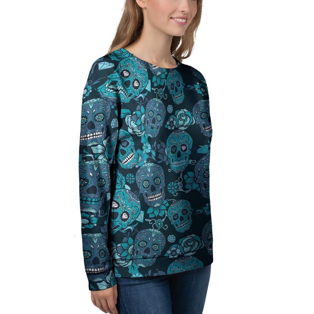 Blue Sugar Skull Women's Sweatshirt-grizzshop