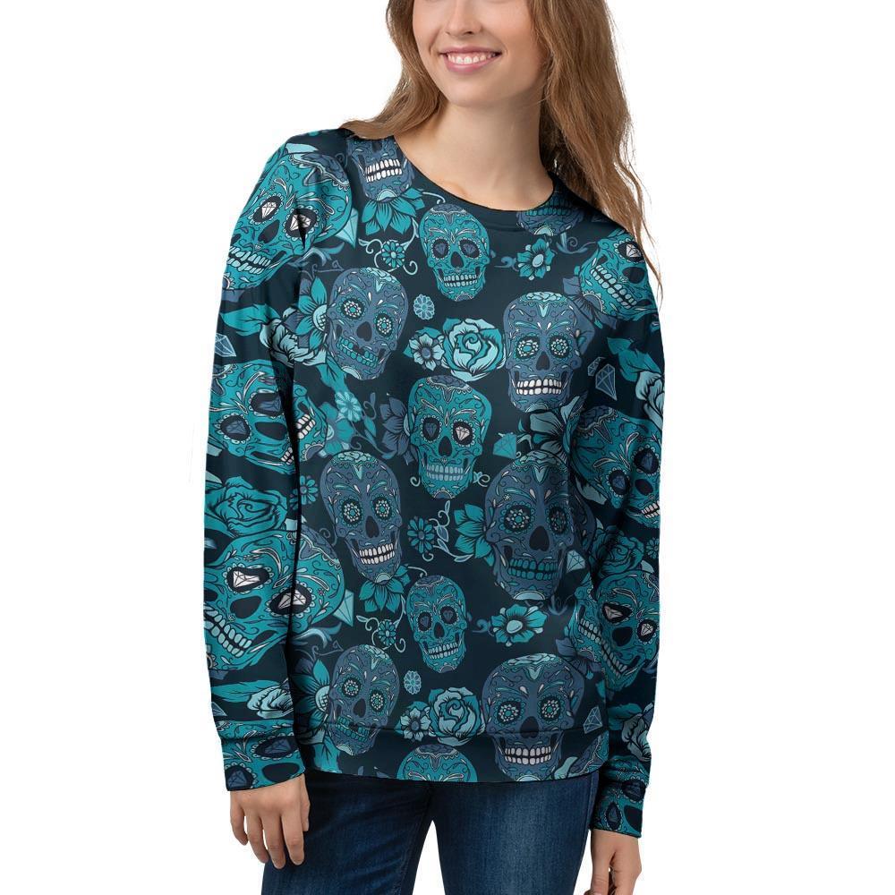 Blue Sugar Skull Women's Sweatshirt-grizzshop