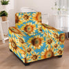 Blue Sunflower Armchair Cover-grizzshop